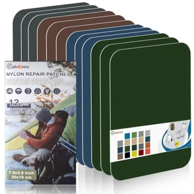 Afbeelding van Cahomo 12 stuks 20 x 10 cm waterdichte nylon reparatiepleisters voor jassen, tenten, outdoorkleding