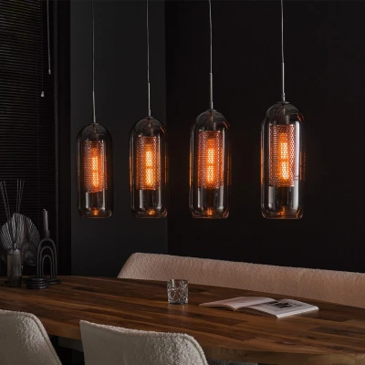 Afbeelding van Wrexham hanglamp 4L 105 cm staal smoke