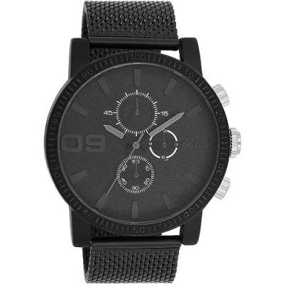 Afbeelding van OOZOO Timepieces zwarte horloge met metalen mesh armband C11214
