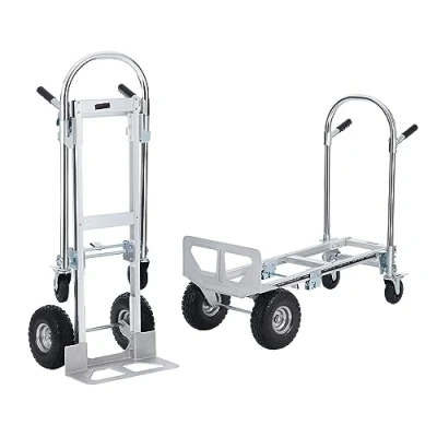 Image de VEVOR Diable Pliant en Aluminium 2 1 Chariot de Déménagement Manutention Charge 454 kg Convertible à Plate forme Roues Caoutchouc PU pour Transport Entrepôt Marchandises