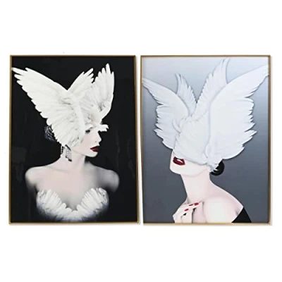 Afbeelding van Schilderij DKD Home Decor Veren 60 x 3 80 cm Modern (2 Stuks)