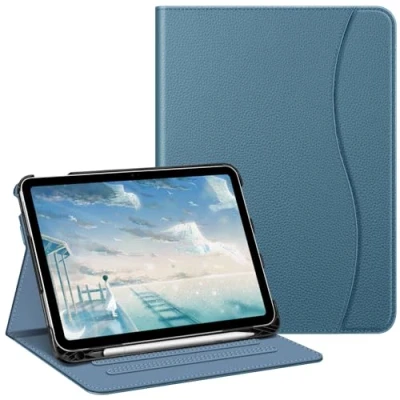 Afbeelding van FINTIE Hoes compatibel met iPad 10e generatie (2022) 10,9 inch, meerhoekige kijkstandaard potloodhouder en zak, automatische slaap/wake, oceaanblauw