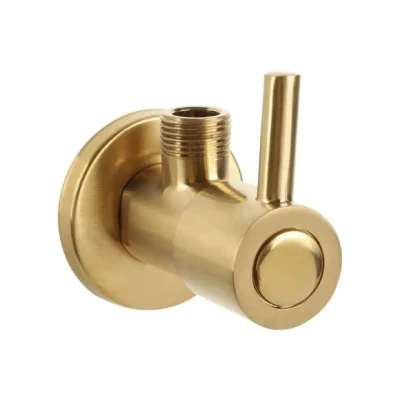 Afbeelding van Differnz Hoekstopkraan Mat Goud Met Rozet 1/2&quot;/ 3/8&quot; Toiletkraan