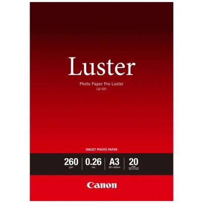 Image de Canon photo Paper PRO Luster LU 101 Lustre 260 micromètres A3 (297 x 420 mm) g/m² 20 feuille(s) papier pour PIXMA 1 10 100