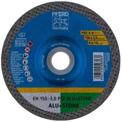 Afbeelding van PFERD EH 150 3,0 PSF ALU+STONE 61823326 Doorslijpschijf gebogen mm 25 stuk(s) Aluminium, Non ferrometaal, Titanium, Titaniumlegering, Gietijzer, Duroplast,