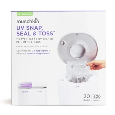 Afbeelding van Munchkin Set van 20 navulzakken voor UV Snap, Seal &amp; Toss luieremmer, 600 luiers