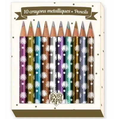 Afbeelding van Djeco 10 mini metallic kleurpotloden chichi