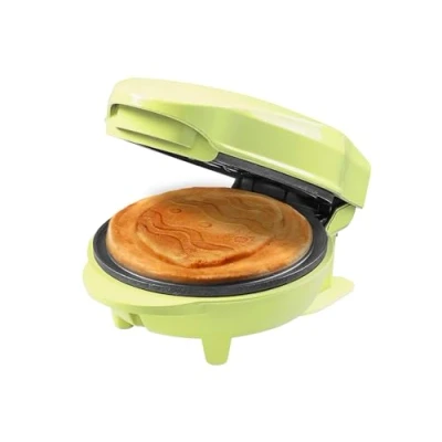 Afbeelding van Bestron Mini wafelijzer, uniek ontworpen wafelijzer in de vorm van een paasei, ideaal voor Pasen, kinderverjaardagen of als cadeau, wafels grootte: 10 cm, kleur: groen