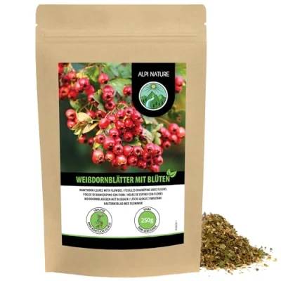 Image de Alpi Nature Aubepine Tisane 250g, Тhé en Vrac, Feuilles et Fleurs d&#039;Aubépine Séchées Coupées