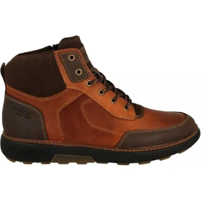 Afbeelding van Rieker Sneakers hoog Noce schoko brown black, Heren, Maat: 40, black Leer en textiel