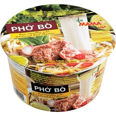 Afbeelding van Mama Pho Bo Instant rijstnoedels in kom, 6 x 65 g, Stuk
