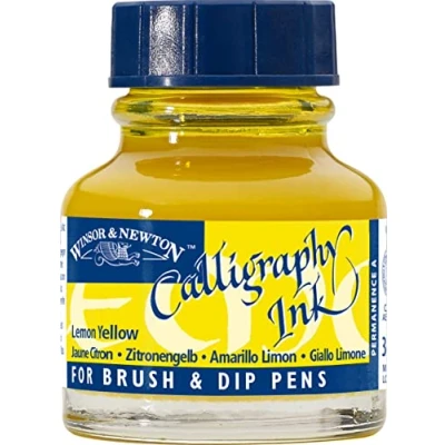 Image de Winsor &amp; Newton Encre de Calligraphie Flacon 30ml 345 Jaune Citron Série 1