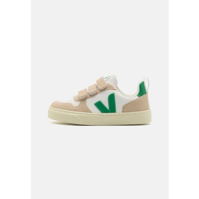 Afbeelding van Veja Small V10 Unisex Sneakers laag voor kinderen, Maat: 35, Extra white/emeraude Leer/ synthetisch