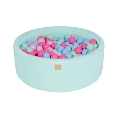 Afbeelding van Ronde Ballenbak set incl 200 ballen 90x30cm Licht Grijs Ballenbakje.nl Wit Geel Groen Babyblauw