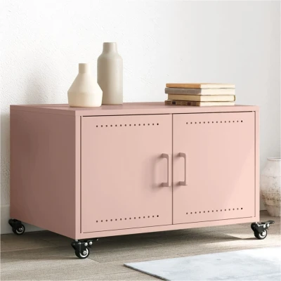 Afbeelding van Salontafel 68x50x43,5 cm koudgewalst staal roze