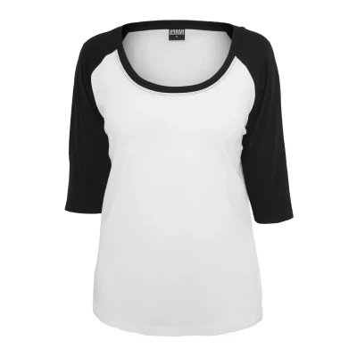Afbeelding van Urban Classics Ladies 3/4 Contrast Raglan TEE Tshirt print, Dames, Maat: XS, White/black