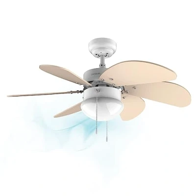 Afbeelding van Cecotec EnergySilence 3600 Vision SunLight Plafondventilator, 50 W, diameter 92 cm, lamp, 3 snelheden, 6 omkeerbare vleugels, zomer/winterfunctie, kettingschakelaar, wit/geel