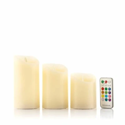 Afbeelding van Veelkleurige Ledkaarsen met Vlameffect en Afstandsbediening Lendles InnovaGoods 3 Stuks