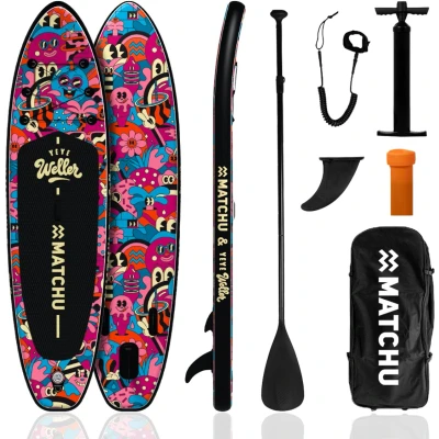 Afbeelding van Matchu Sports SUP board Designed by Yeye Weller Limited collection ART Stand up paddle 320x81x15 Opblaasbaar Premium kwaliteit
