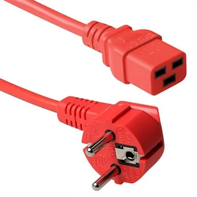 Afbeelding van ACT AK5169 Netsnoer CEE 7/7 male (haaks) C19 Rood 1,8 meter