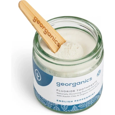 Afbeelding van Georganics Fluoride Tandpasta Pepermunt Duurzame verpakking Cacaoboter Antibacteriële tandverzorging