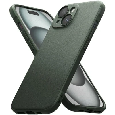Afbeelding van Ringke beschermhoes compatibel met iPhone 15 [onyx] schokbestendig, flexibel, ultradun, zacht, TPU, duurzaam, voor 15, accessoires donkergroen