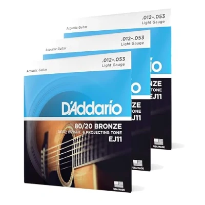 Afbeelding van D&#039;Addario EJ11 3D 12 53 Light Bronze 3 sets snarenset voor westerngitaar