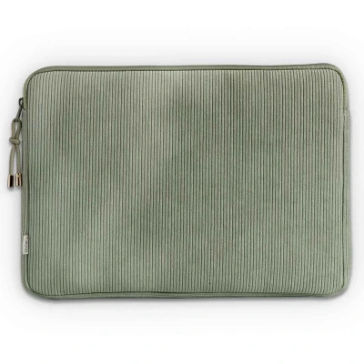Afbeelding van Selencia Corduroy Laptop Sleeve Hoes geschikt voor 13 / 13.3 13.6 14 14.2 inch Pistache Cream