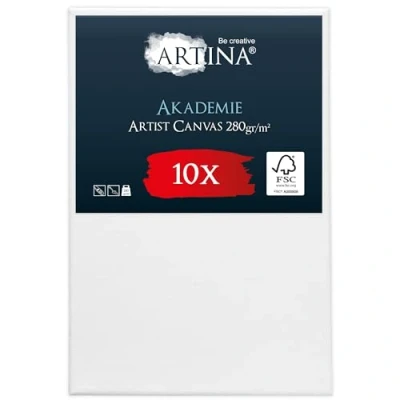 Afbeelding van Artina Akademie Set van 10 canvas om te schilderen, 40 x 60 cm, spieraam FSC gecertificeerd hout, wit 100% katoen, 280 g/m²