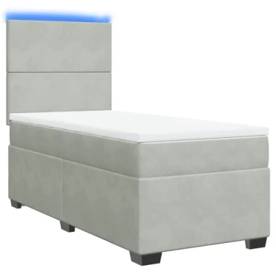 Afbeelding van vidaXL Boxspring met matras fluweel lichtgrijs 90x190 cm