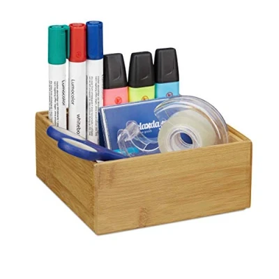 Afbeelding van Relaxdays bamboe organizer stapelbaar badkamer keuken natuurlijk design opbergbox A