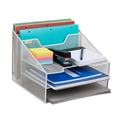 Afbeelding van Mind Reader Bureau organizer, netstof, 5 vakken, wit