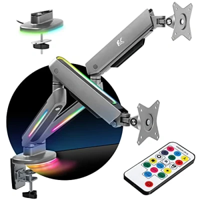Afbeelding van NanoRS Monitorbeugel 2 Voudige Gaming Monitor Mount 17 32 &quot;met verstelbare RGB LED verlichting Swivel Tilt Max. 9kg VESA 75x75 / 100x100