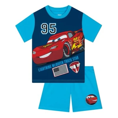 Afbeelding van Disney Cars Pyjama Garcon, Vetement Enfant Ete, Garcon Lightning McQueen, Bleu 2 3 ans