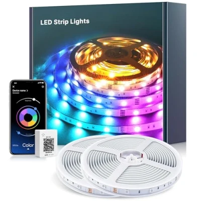 Afbeelding van Mexllex Ledstrip, 40 m, bluetooth, met afstandsbediening en app, 16 miljoen kleuren, synchronisatie muziek, led lichtketting voor slaapkamer, tv, huis, kast