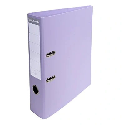 Afbeelding van Exacompta 53707E verpakking met 10 premium kunststof mappen (PVC, 2 ringen, rug 70 mm, DIN A4) stuks pastellila