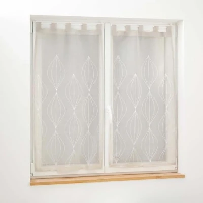Afbeelding van douceur d&#039;intérieur, Paar rechts met lussen (2 x 60 90 cm) Galactee Taupe, geborduurd gezandstraald voile