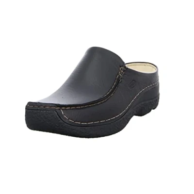 Afbeelding van Wolky Slippers Seamy Slide zwart geprint leer