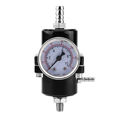 Afbeelding van Verstelbare benzinedrukregelaar van aluminiumlegering, set manometrische slangen, meter 0 140 psi verstelbaar met brandstofdrukmeter voor autovoertuigen