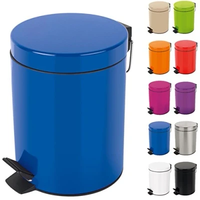 Afbeelding van Spirella Sydney vuilnisbak met 3 of 5 l, metaal, binnencontainer van gerecycled kunststof, badkamer, pedaalemmer, afvalbak, wit