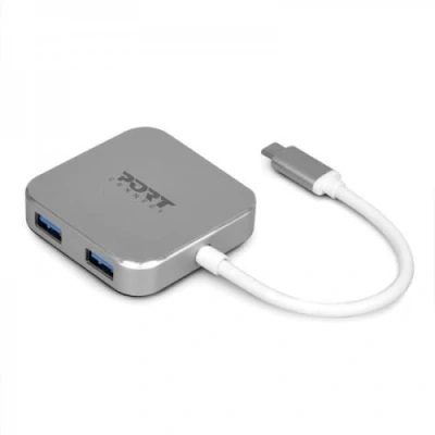 Image de Hub Port Designs USB 3.0 Type C 4 Ports Gris