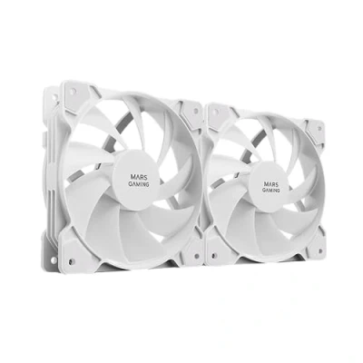 Afbeelding van MARSGAMING Mars Gaming MF PWMX2 wit, set van 2 ventilatoren 120 mm, ultrastil FDB 12 dB, anti vibratiesysteem, PWM systeem