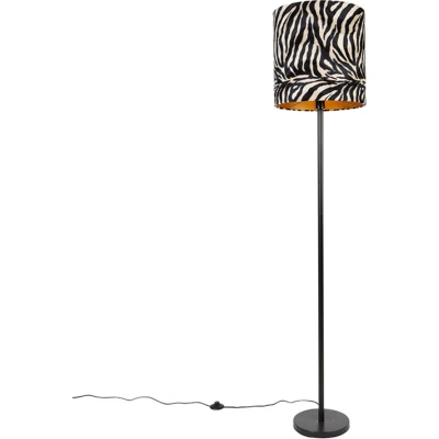Afbeelding van QAZQA Moderne vloerlamp zwart stoffen kap zebra 40 cm Simplo