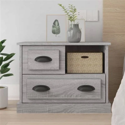 Afbeelding van Nachtkastje 60x39x45 cm grijs sonoma eikenkleurig