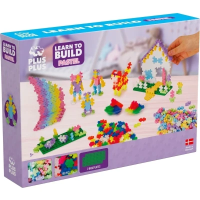Afbeelding van Plus Learn To Build Pastel Constructiespeelgoed Set Met Bouwstenen 600 Delige Bouwset Bouwspeelgoed Vanaf 5 Jaar