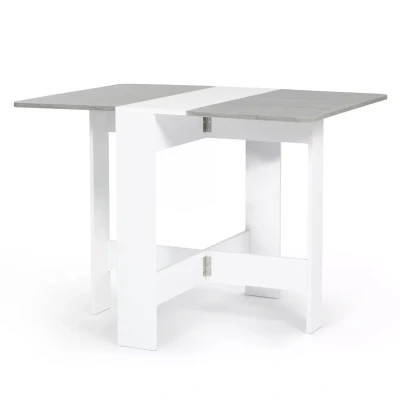 Afbeelding van Table console pliable EDI 2 4 personnes blanche plateau effet béton