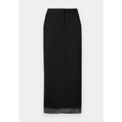 Afbeelding van Calvin Klein Sheer Panel Layer Ankle Skirt Maxirok, Dames, Maat: 32, Ck black