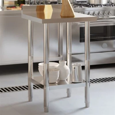Image de vidaXL Table de travail cuisine avec dosseret 55x55x93 cm inox376456