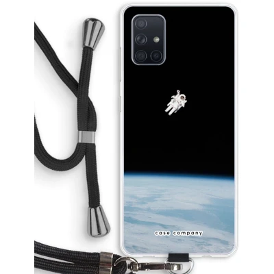 Afbeelding van Case Company® hoesje met Koord geschikt voor Samsung Galaxy A71 Alone in Space Telefoonhoesje Zwart Bescherming aan alle Kanten en Over de Schermrand