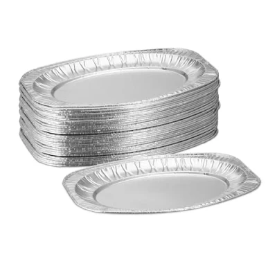 Afbeelding van Relaxdays serveerschaal aluminium set van 40 barbecue schalen wegwerp catering